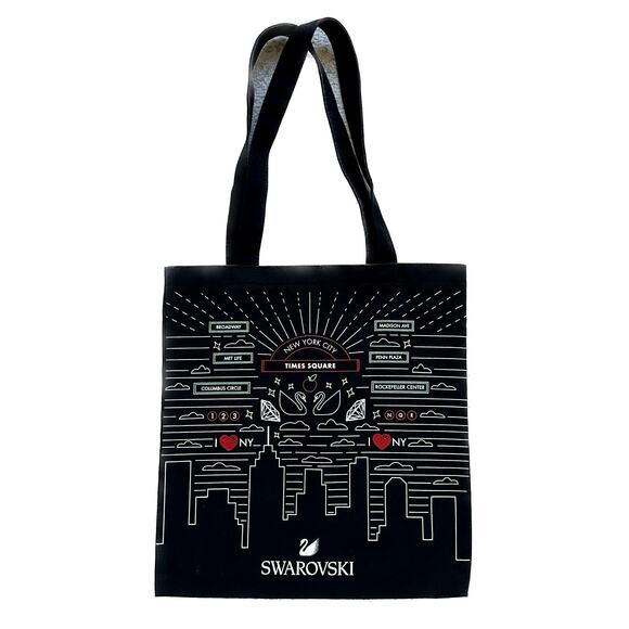 Swarovski New York Skyline Black Canvas Tote Shoulder Bag Limited Edition - Picture 1 of 5